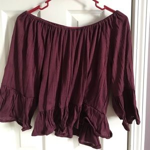 plum off the shoulder top